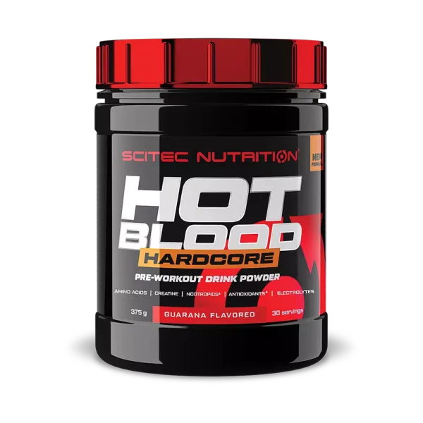 Hot Blood Hardcore 375g de Scitec Nutrition – Pre-entreno en polvo sabor guaraná