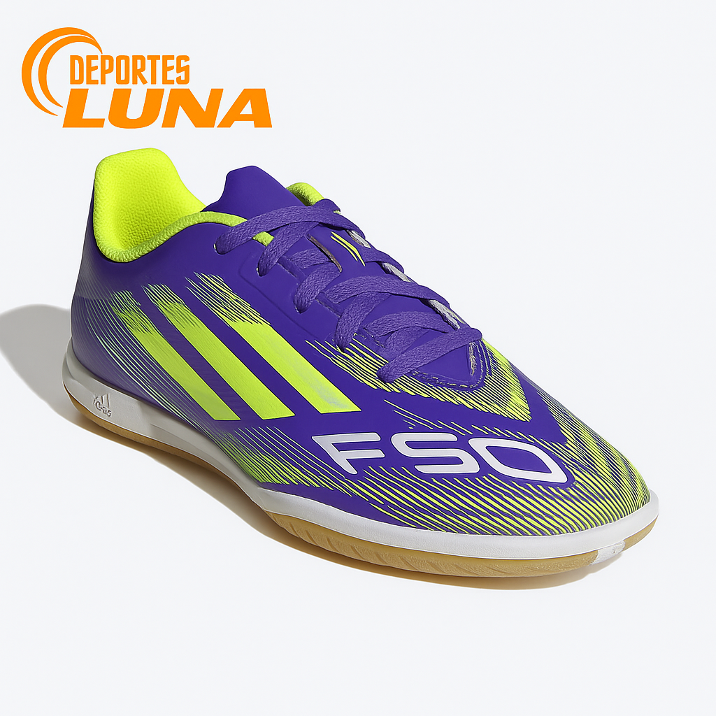 f50-club-in-j-perspectiva F50 Club IN J zapatillas fútbol sala niño morado/amarillo