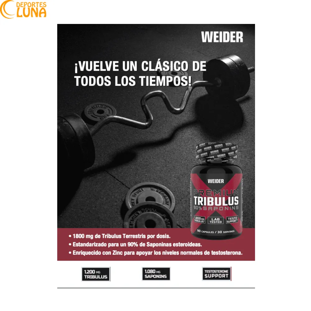 premium-tribulus-90cap-weider Premium Tribulus 90 cápsulas Weider, potenciador natural de testosterona