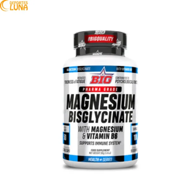 Magnesium Bisglycinate 100 Cápsulas BIG, magnesio de alta absorción y biodisponibilidad