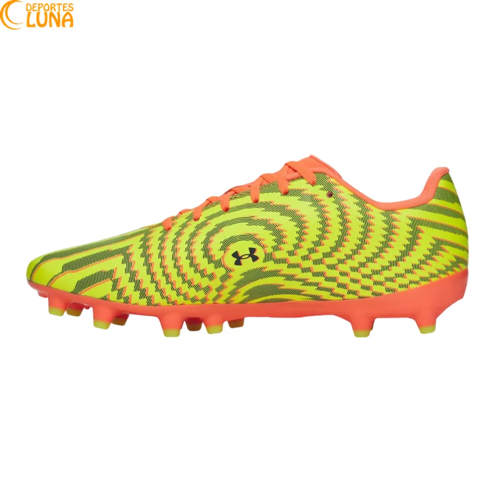 Under Armour Shadow Club 4 FG naranja – Vista interior Vista interior de las botas de fútbol Under Armour Shadow Club 4 FG naranjas para césped natural.