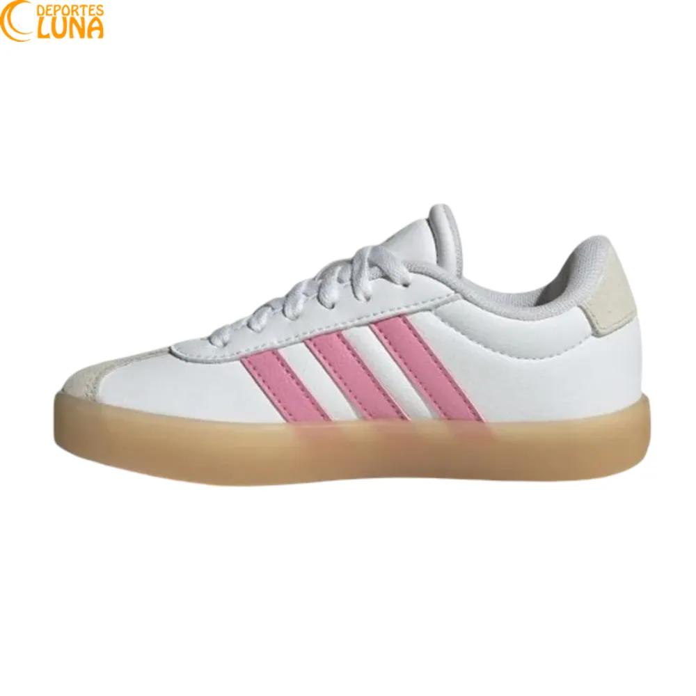 adidas VL Court 3.0 K IH3483 – Vista lateral Vista lateral adidas VL Court 3.0 K IH3483 blanco y rosa