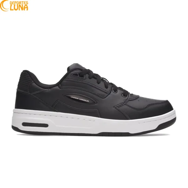 Under Armour Flex 6007037-001 zapatillas negras con suela blanca vista lateral exterior